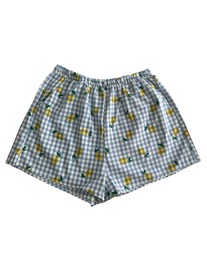 Lemon Blue Gingham Shorts