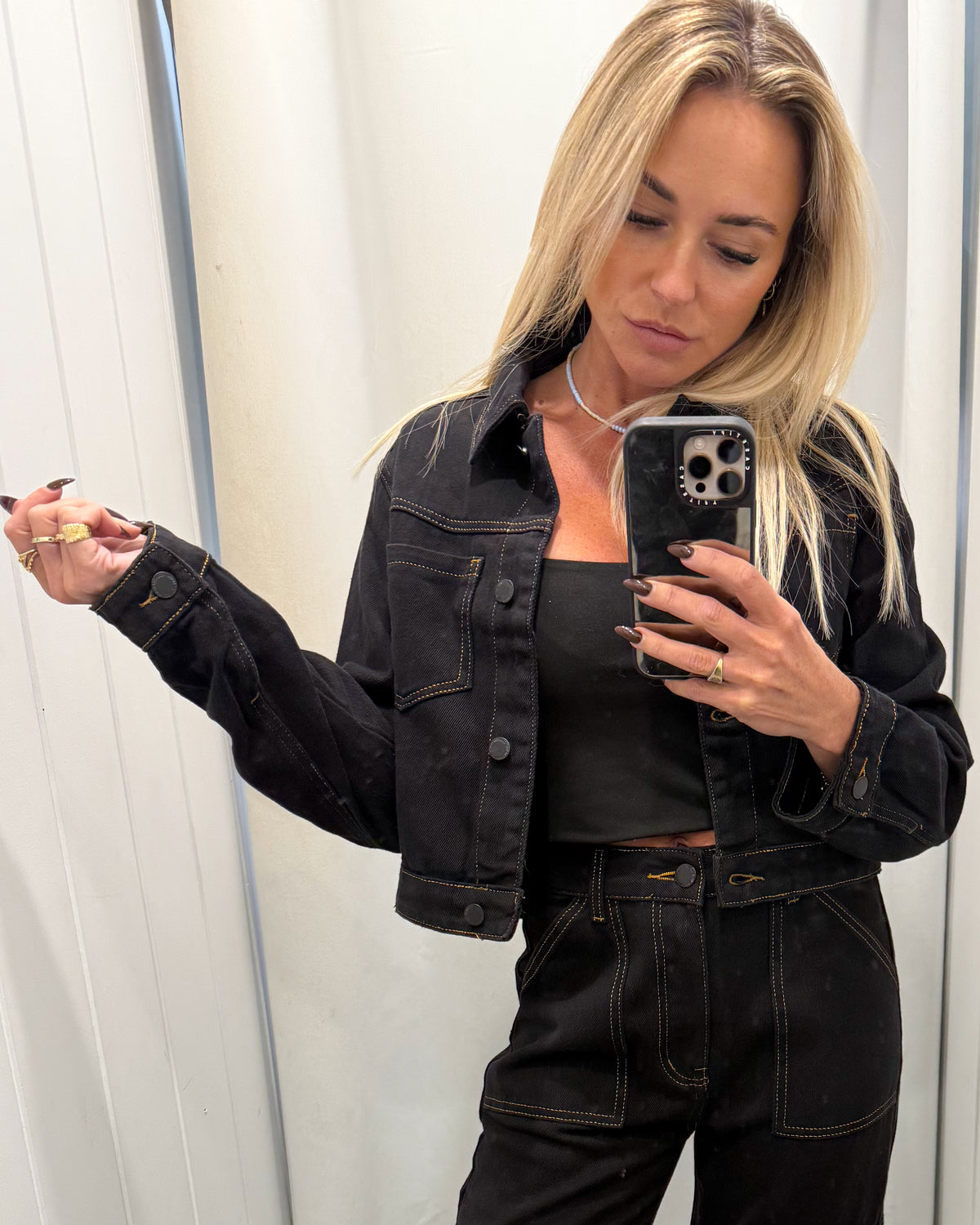 Sara Black Denim Jacket